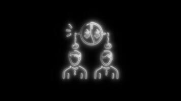 Glowing neon Shareholders icon isolated on black background motion graphic animation video