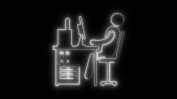 Glowing neon Working Hours icon isolated on black background motion graphic animation video