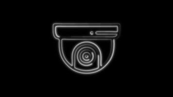 Glowing neon Cctv icon isolated on black background motion graphic animation video