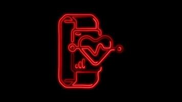 Glowing neon Smartwatch icon isolated on black background motion graphic animation video