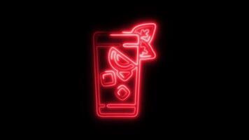 Glowing neon Cuba Libre icon isolated on black background motion graphic animation video
