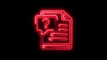 Glowing neon Business Development Question icon isolated on black background motion graphic animation video
