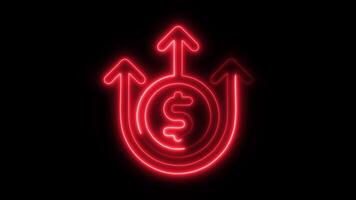 Glowing neon Dollar icon-1 isolated on black background motion graphic animation video