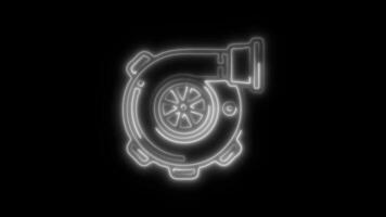 Glowing neon Turbo Engine icon isolated on black background motion graphic animation video