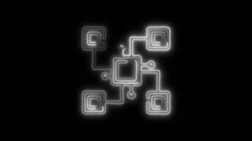 Glowing neon Distributed icon isolated on black background motion graphic animation video