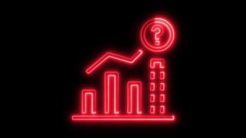 Glowing neon Data analysis Forecast icon isolated on black background motion graphic animation video