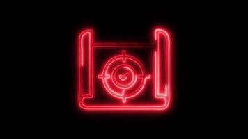 Glowing neon Scope icon isolated on black background motion graphic animation video