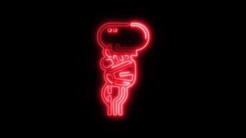 Glowing neon Brain Stem icon isolated on black background motion graphic animation video