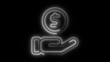 Glowing neon Payment icon isolated on black background motion graphic animation video