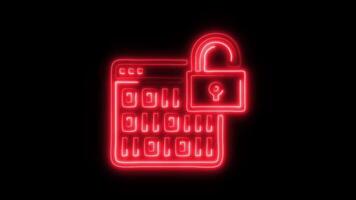 Glowing neon Decryption icon isolated on black background motion graphic animation video