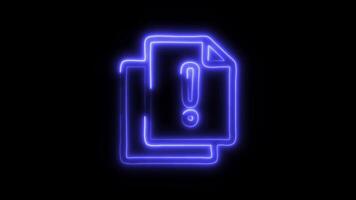 Glowing neon Warning icon isolated on black background motion graphic animation video