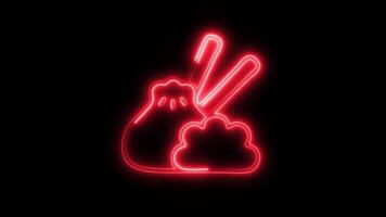 Glowing neon Dumplings icon isolated on black background motion graphic animation video