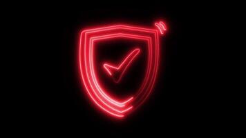 Glowing neon Security icon isolated on black background motion graphic animation video