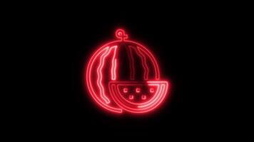 Glowing neon Watermelon icon isolated on black background motion graphic animation video