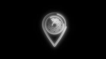 Glowing neon Location Setting icon isolated on black background motion graphic animation video