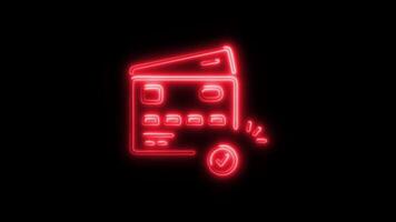 Glowing neon Payment Done icon isolated on black background motion graphic animation video