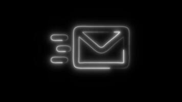 Glowing neon Send Mail icon isolated on black background motion graphic animation video