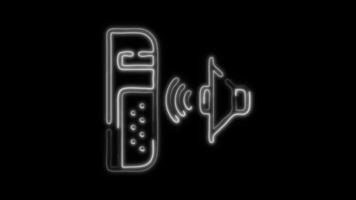 Glowing neon Sound Sensor icon isolated on black background motion graphic animation video