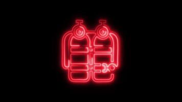 Glowing neon Oxygen Tank icon isolated on black background motion graphic animation video