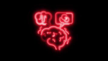 Glowing neon Overthinking icon isolated on black background motion graphic animation video