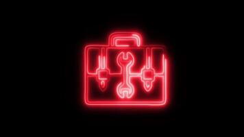 Glowing neon Work Tools icon isolated on black background motion graphic animation video