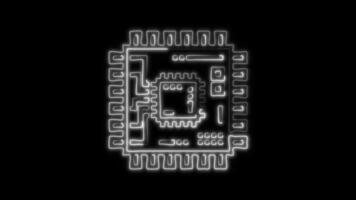 Glowing neon Cpu icon-1 isolated on black background motion graphic animation video