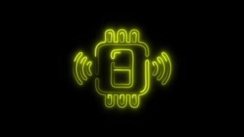 Glowing neon Magnetic Sensor icon-1 isolated on black background motion graphic animation video