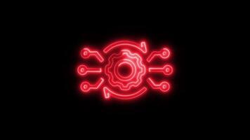Glowing neon Data analysis System icon isolated on black background motion graphic animation video