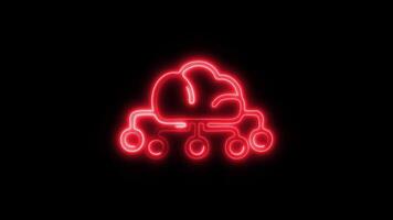 Glowing neon Cloud icon-1 isolated on black background motion graphic animation video