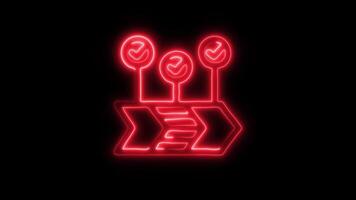 Glowing neon Workflow icon isolated on black background motion graphic animation video