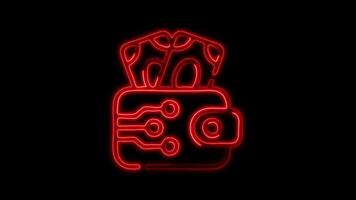 Glowing neon Digital Wallet icon isolated on black background motion graphic animation video