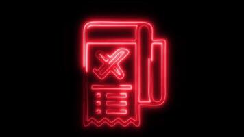 Glowing neon Travel List icon isolated on black background motion graphic animation video