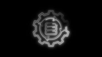 Glowing neon Data Processing icon isolated on black background motion graphic animation video