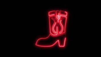Glowing neon Boot icon isolated on black background motion graphic animation video