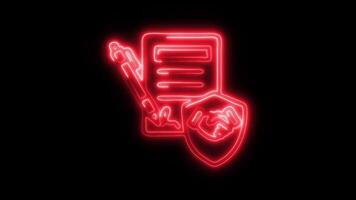 Glowing neon Contract icon isolated on black background motion graphic animation video
