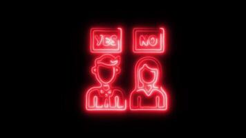 Glowing neon Yes And No icon isolated on black background motion graphic animation video