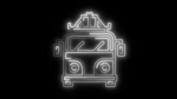 Glowing neon Travel Road Trip icon isolated on black background motion graphic animation video