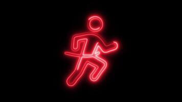 Glowing neon Running icon isolated on black background motion graphic animation video