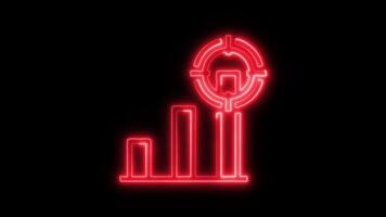 Glowing neon Data analysis Focus icon isolated on black background motion graphic animation video