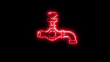 Glowing neon Water Faucet icon isolated on black background motion graphic animation video