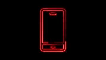 Glowing neon Smartphone icon isolated on black background motion graphic animation video