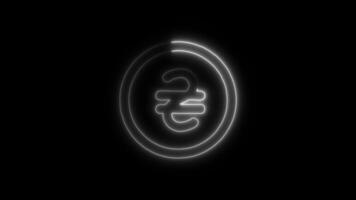 Glowing neon Currency Hryvna icon isolated on black background motion graphic animation video