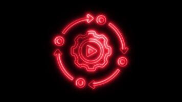 Glowing neon Data analysis Automation icon isolated on black background motion graphic animation video
