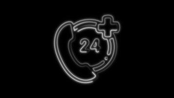 Glowing neon Emergency Call icon isolated on black background motion graphic animation video