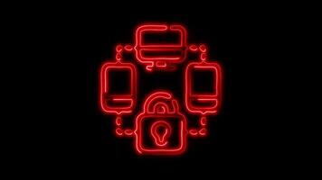 Glowing neon Multi Device icon isolated on black background motion graphic animation video