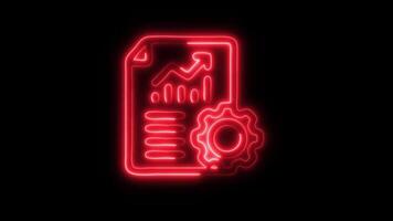 Glowing neon Business Optimization icon isolated on black background motion graphic animation video