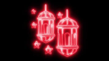 Glowing neon Lantern icon isolated on black background motion graphic animation video