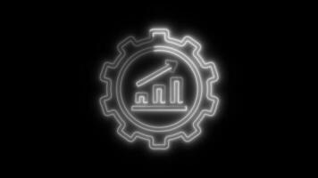 Glowing neon Data analysis Development icon isolated on black background motion graphic animation video