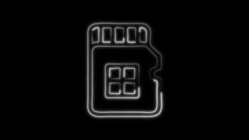 Glowing neon Micro Sd icon isolated on black background motion graphic animation video