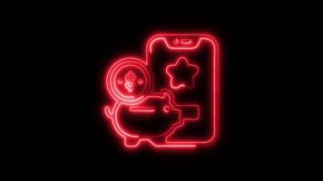 Glowing neon Redeem Points icon isolated on black background motion graphic animation video